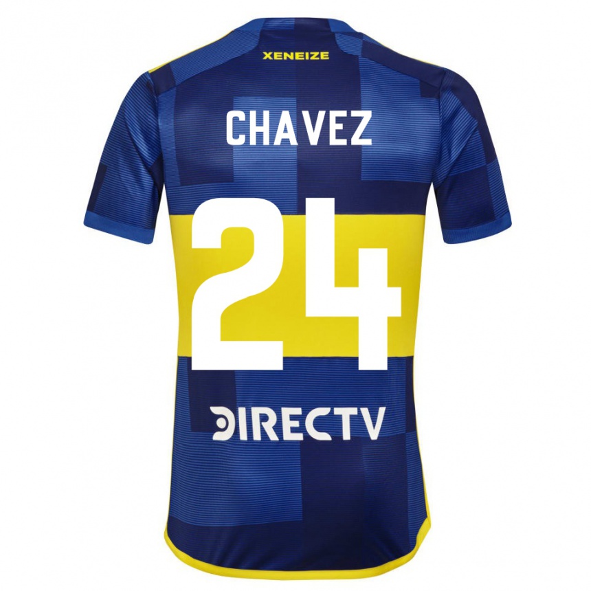 Niño Fútbol Camiseta Gabriela Chavez #24 Azul Amarillo 1ª Equipación 2024/25 Perú