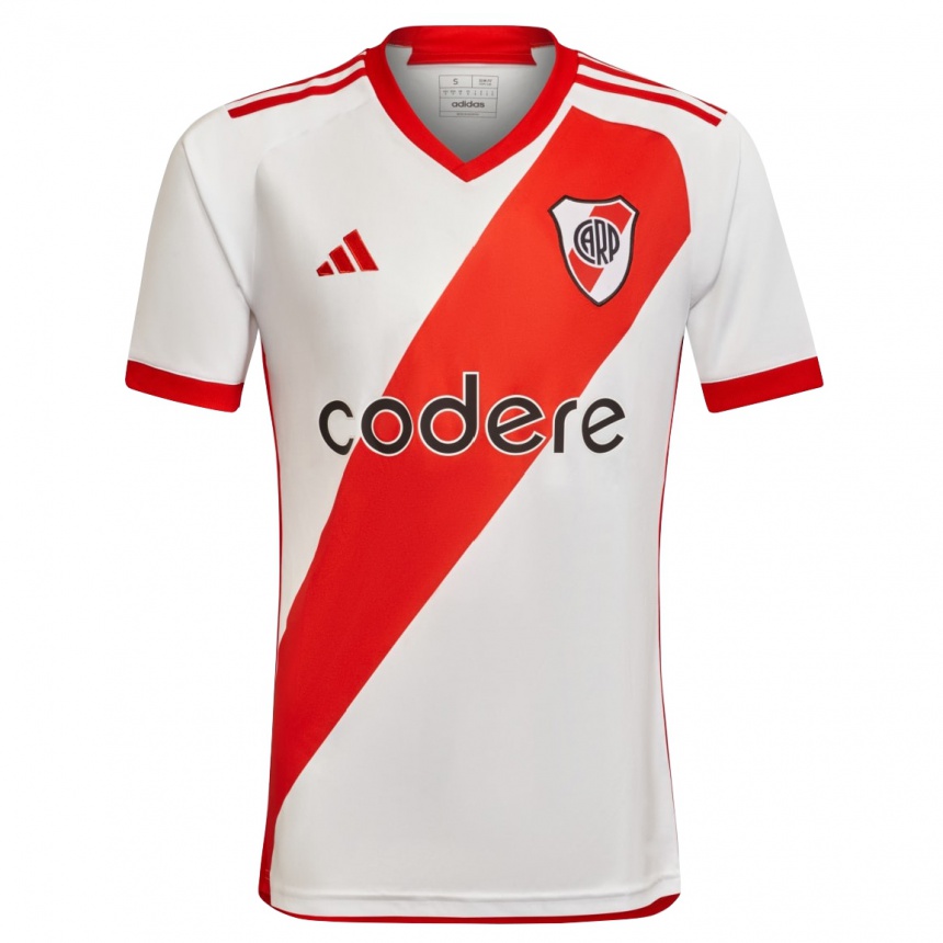 Niño Fútbol Camiseta Lucas Lavagnino #37 Blanco Rojo 1ª Equipación 2024/25 Perú