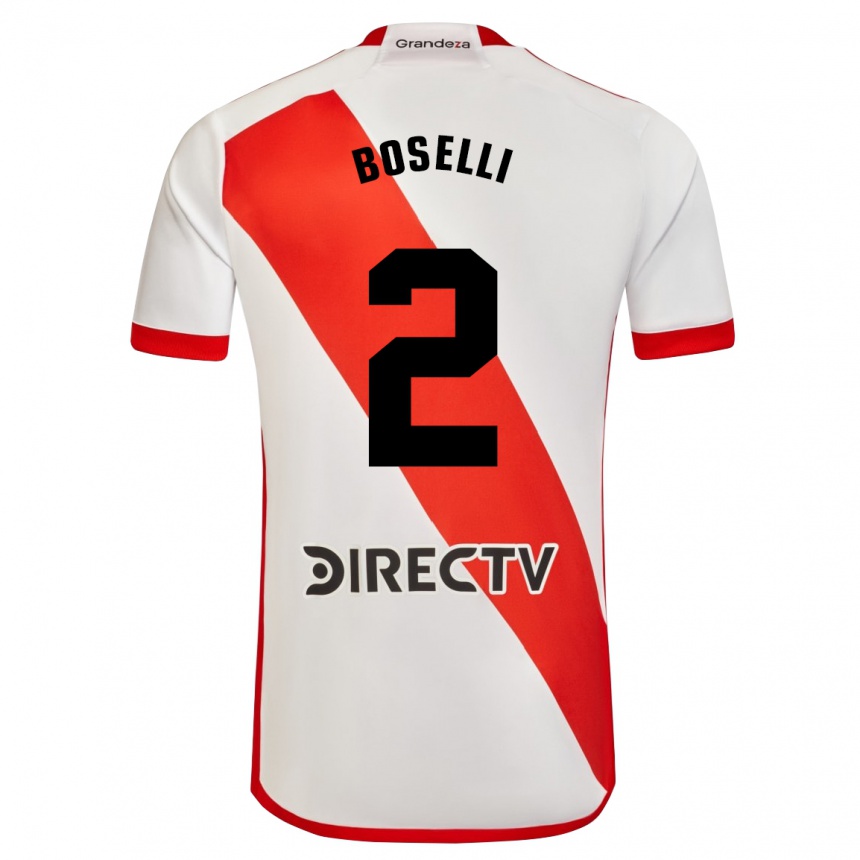 Niño Fútbol Camiseta Sebastián Boselli #2 Blanco Rojo 1ª Equipación 2024/25 Perú