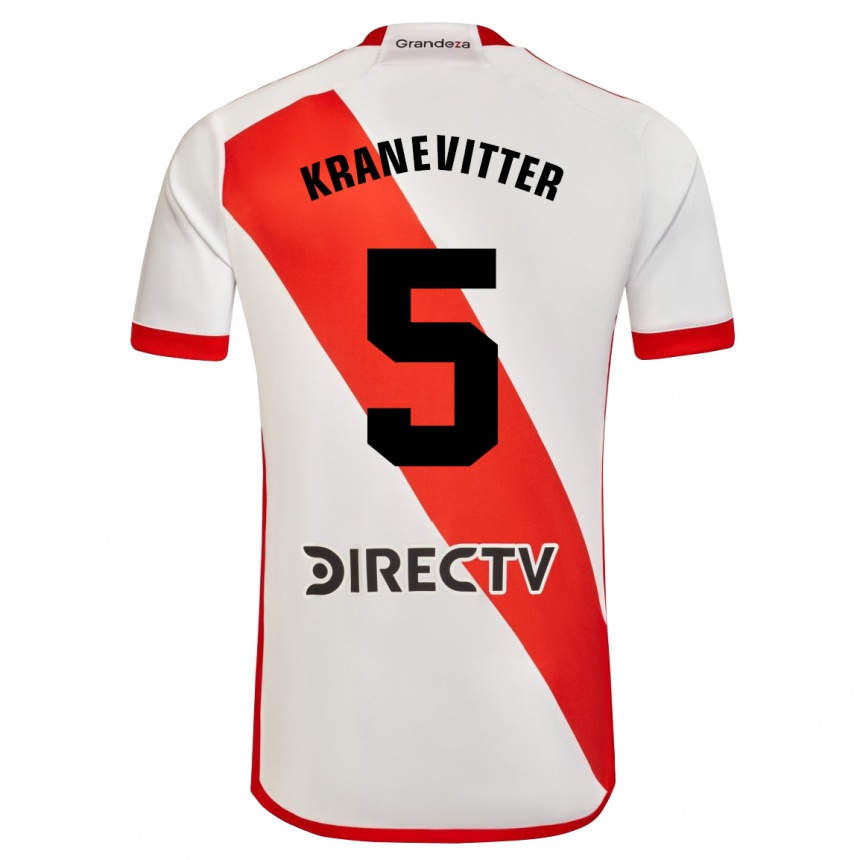 Niño Fútbol Camiseta Matías Kranevitter #5 Blanco Rojo 1ª Equipación 2024/25 Perú