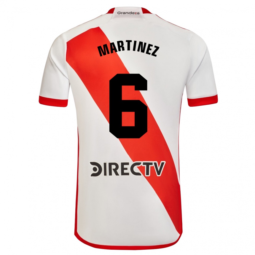 Niño Fútbol Camiseta David Martínez #6 Blanco Rojo 1ª Equipación 2024/25 Perú