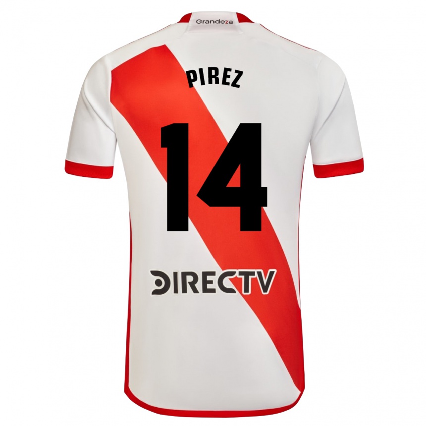 Niño Fútbol Camiseta Leandro González Pírez #14 Blanco Rojo 1ª Equipación 2024/25 Perú