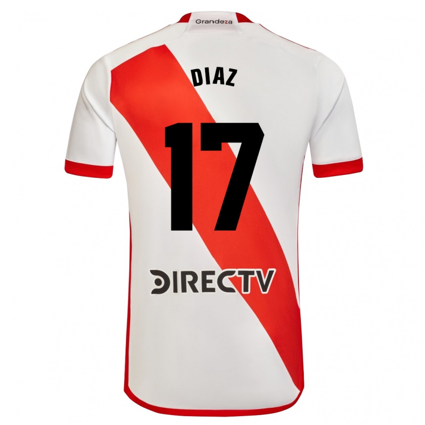 Niño Fútbol Camiseta Paulo Díaz #17 Blanco Rojo 1ª Equipación 2024/25 Perú