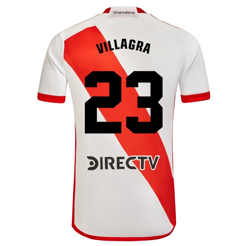 Niño Fútbol Camiseta Rodrigo Villagra #23 Blanco Rojo 1ª Equipación 2024/25 Perú