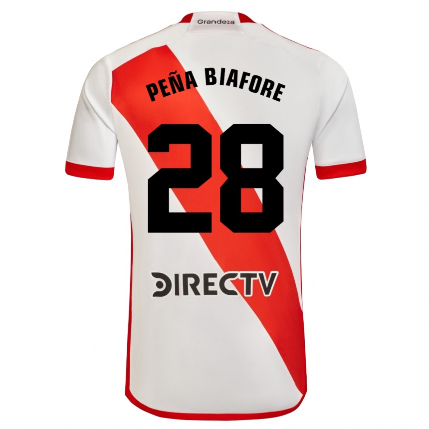 Niño Fútbol Camiseta Felipe Peña Biafore #28 Blanco Rojo 1ª Equipación 2024/25 Perú