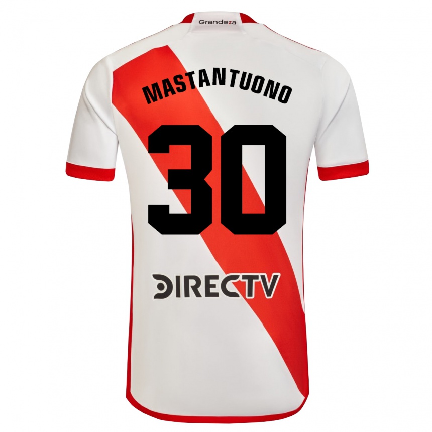 Niño Fútbol Camiseta Franco Mastantuono #30 Blanco Rojo 1ª Equipación 2024/25 Perú