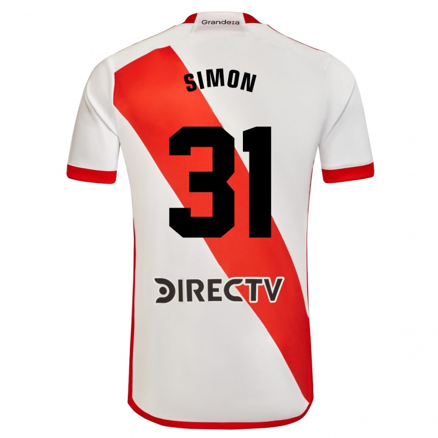 Niño Fútbol Camiseta Santiago Simón #31 Blanco Rojo 1ª Equipación 2024/25 Perú