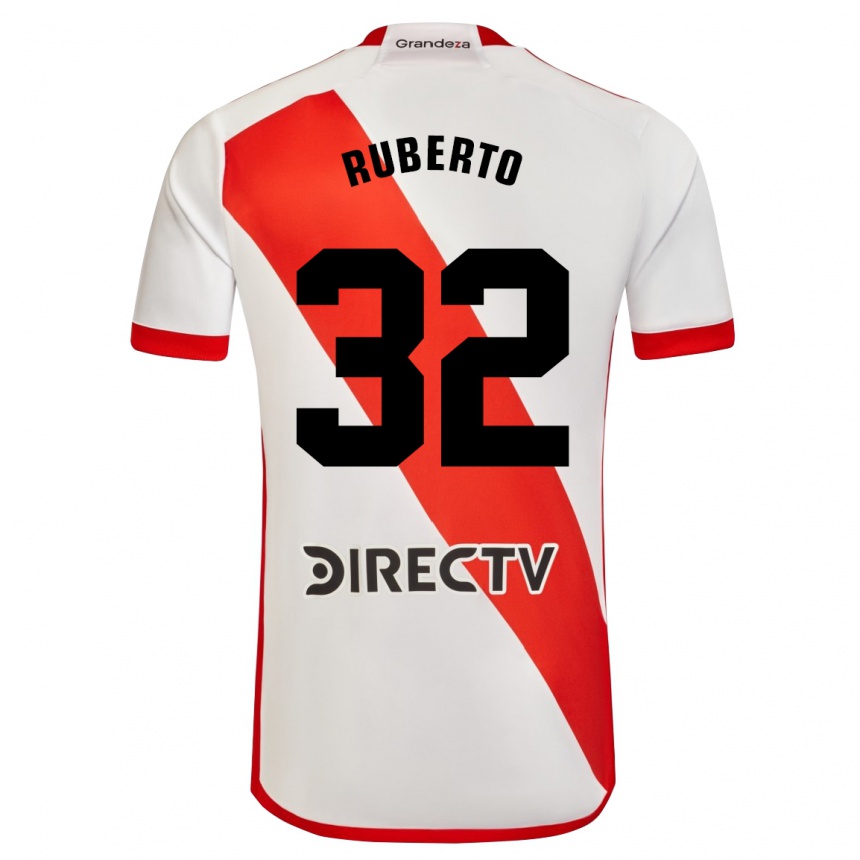 Niño Fútbol Camiseta Agustín Ruberto #32 Blanco Rojo 1ª Equipación 2024/25 Perú