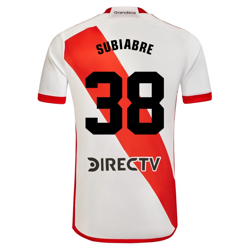 Niño Fútbol Camiseta Ian Subiabre #38 Blanco Rojo 1ª Equipación 2024/25 Perú