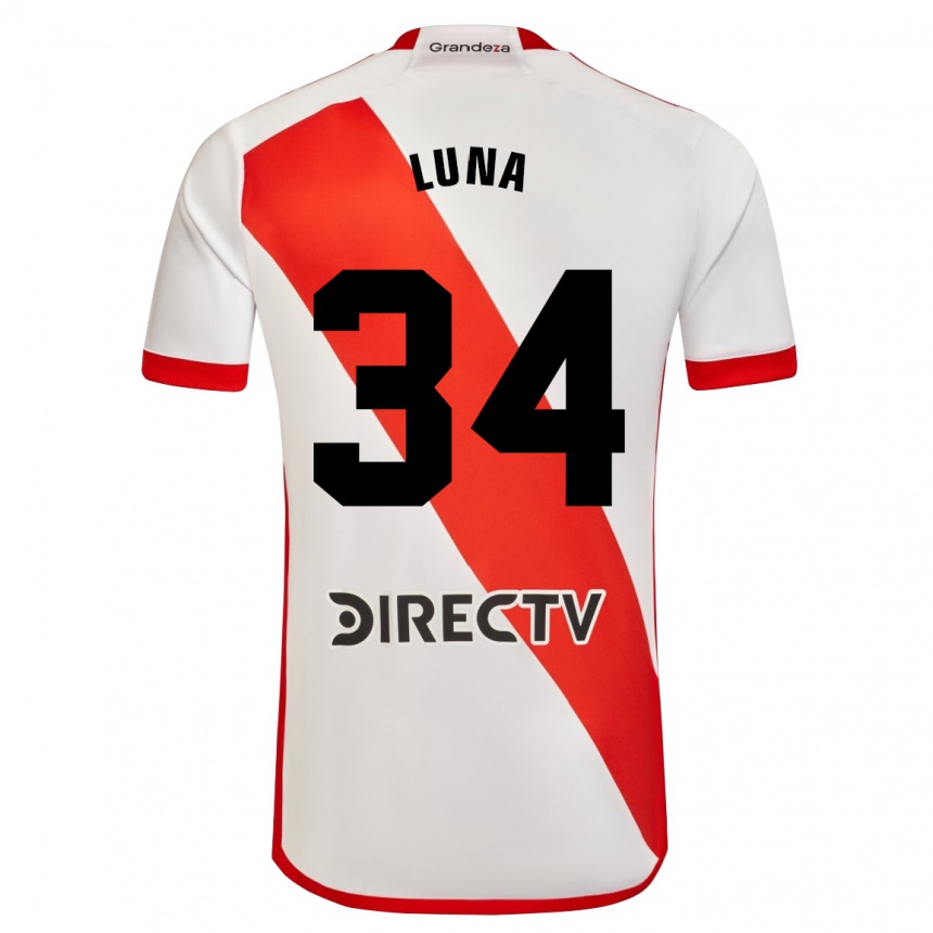 Niño Fútbol Camiseta Jonás Luna #34 Blanco Rojo 1ª Equipación 2024/25 Perú