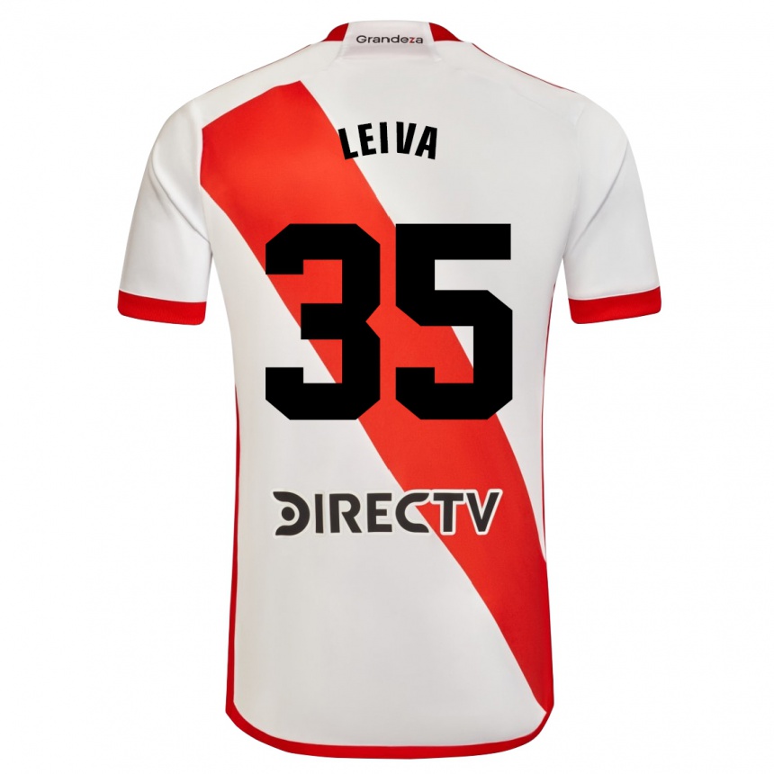 Niño Fútbol Camiseta Tobías Leiva #35 Blanco Rojo 1ª Equipación 2024/25 Perú