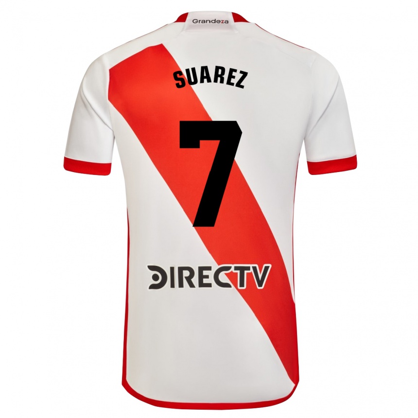 Niño Fútbol Camiseta Matías Suárez #7 Blanco Rojo 1ª Equipación 2024/25 Perú