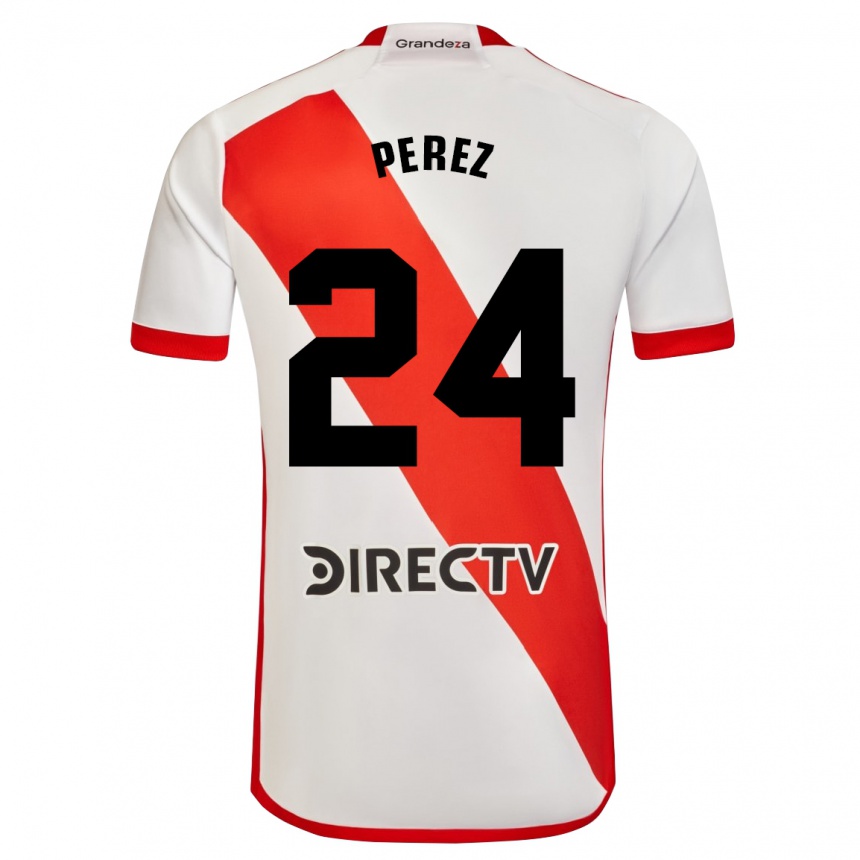 Niño Fútbol Camiseta Enzo Pérez #24 Blanco Rojo 1ª Equipación 2024/25 Perú