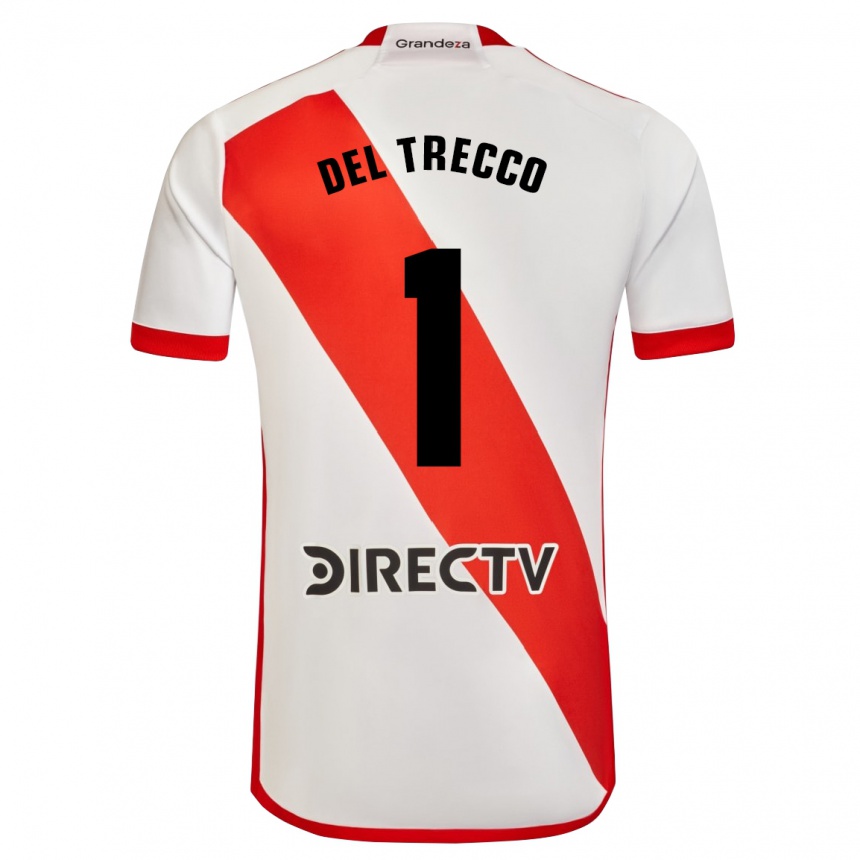 Niño Fútbol Camiseta Martina Del Trecco #1 Blanco Rojo 1ª Equipación 2024/25 Perú