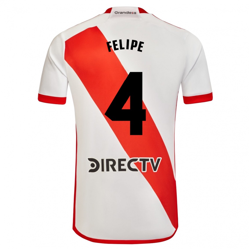 Niño Fútbol Camiseta Carina Felipe Silva #4 Blanco Rojo 1ª Equipación 2024/25 Perú