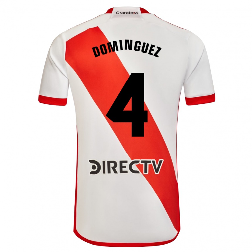 Niño Fútbol Camiseta Evelyn Sofía Domínguez #4 Blanco Rojo 1ª Equipación 2024/25 Perú