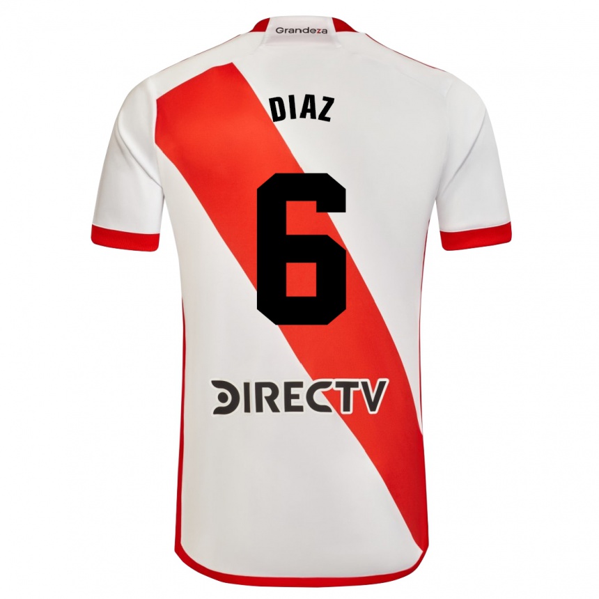 Niño Fútbol Camiseta Milagros Díaz #6 Blanco Rojo 1ª Equipación 2024/25 Perú