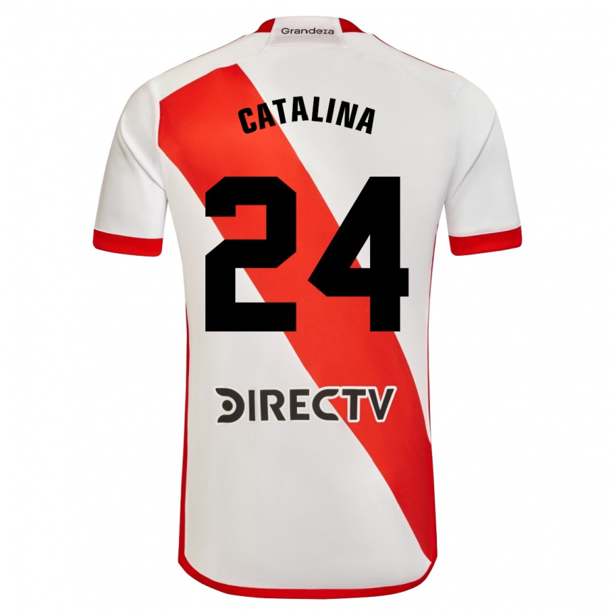 Niño Fútbol Camiseta Catalina Julia Primo #24 Blanco Rojo 1ª Equipación 2024/25 Perú