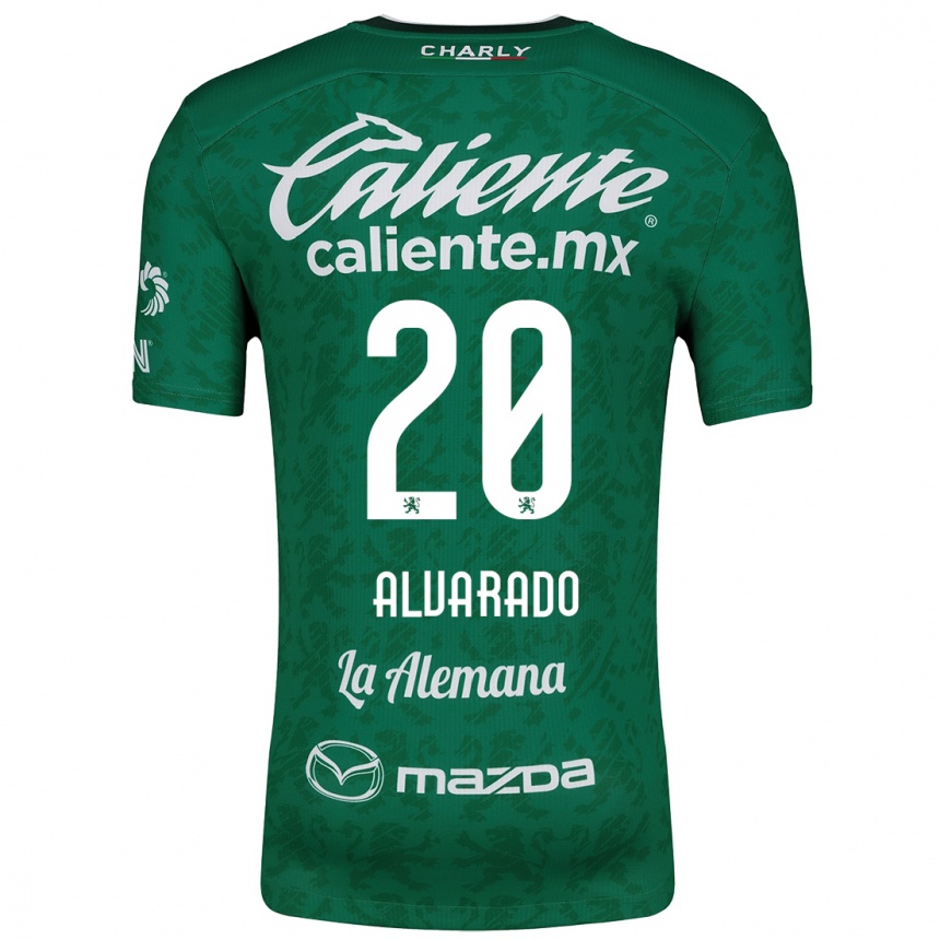 Niño Fútbol Camiseta Alfonso Alvarado #20 Verde Blanco 1ª Equipación 2024/25 Perú