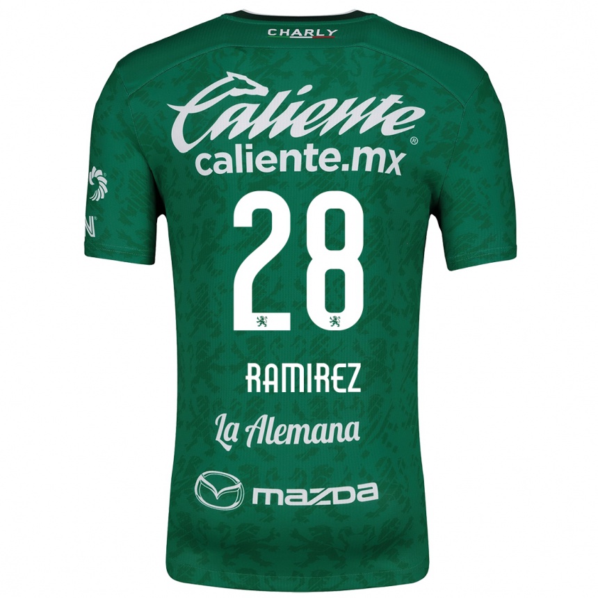 Niño Fútbol Camiseta David Ramírez #28 Verde Blanco 1ª Equipación 2024/25 Perú