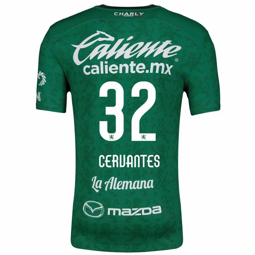 Niño Fútbol Camiseta Luis Cervantes #32 Verde Blanco 1ª Equipación 2024/25 Perú