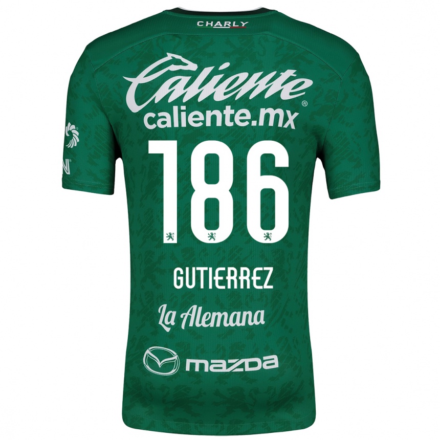 Niño Fútbol Camiseta Alan Gutiérrez #186 Verde Blanco 1ª Equipación 2024/25 Perú