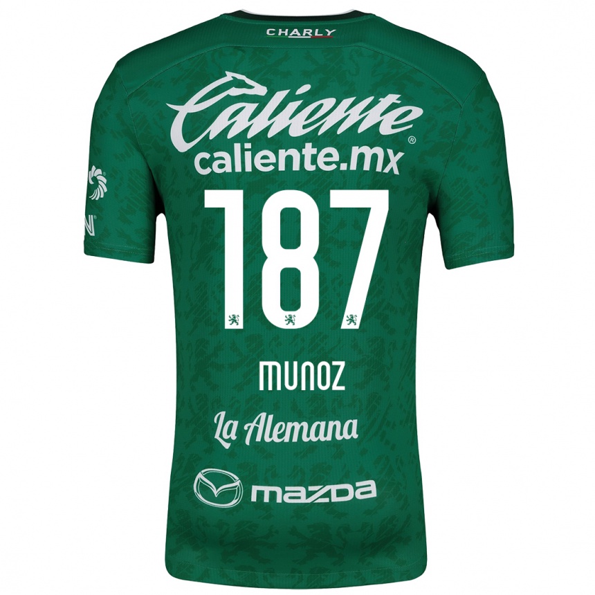 Niño Fútbol Camiseta Diego Muñoz #187 Verde Blanco 1ª Equipación 2024/25 Perú