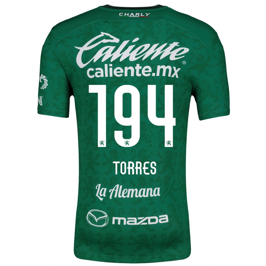 Niño Fútbol Camiseta Erick Torres #194 Verde Blanco 1ª Equipación 2024/25 Perú