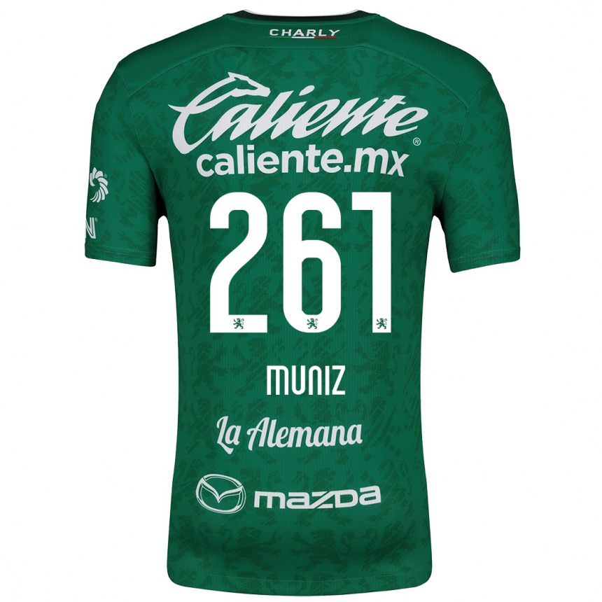 Niño Fútbol Camiseta César Muñiz #261 Verde Blanco 1ª Equipación 2024/25 Perú