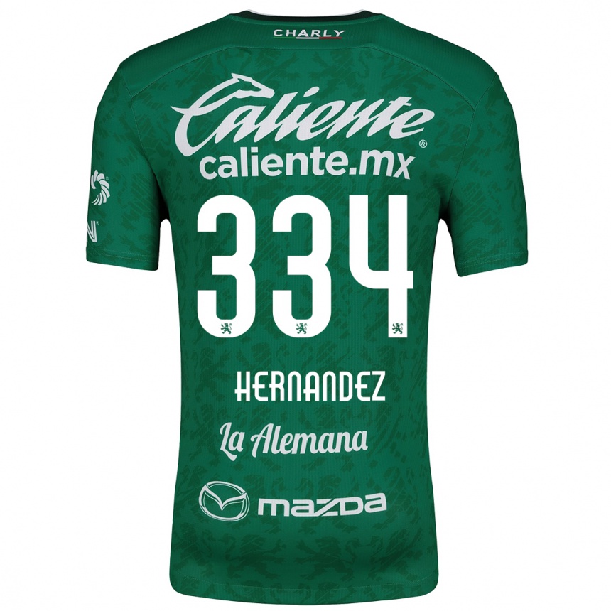 Niño Fútbol Camiseta Alan Hernández #334 Verde Blanco 1ª Equipación 2024/25 Perú