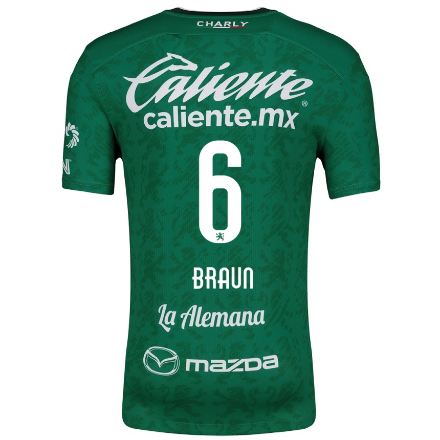 Niño Fútbol Camiseta Sophia Braun #6 Verde Blanco 1ª Equipación 2024/25 Perú