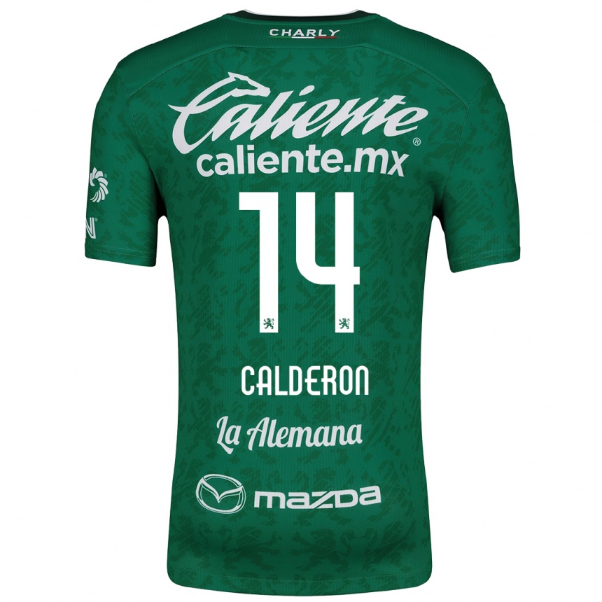 Niño Fútbol Camiseta Daniela Calderón #14 Verde Blanco 1ª Equipación 2024/25 Perú