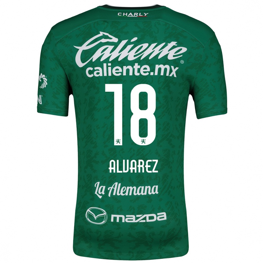 Niño Fútbol Camiseta Yazmin Álvarez #18 Verde Blanco 1ª Equipación 2024/25 Perú