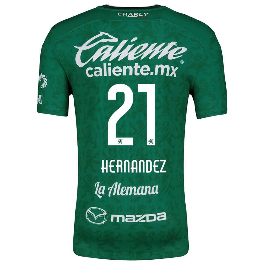 Niño Fútbol Camiseta Alexa Hernández #21 Verde Blanco 1ª Equipación 2024/25 Perú