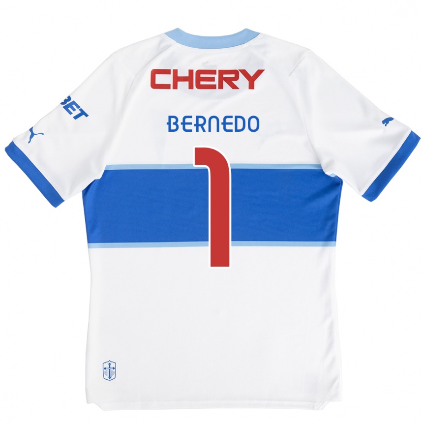 Niño Fútbol Camiseta Vicente Bernedo #1 Blanco Azul 1ª Equipación 2024/25 Perú