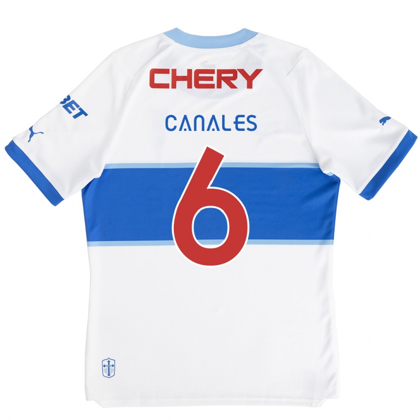 Niño Fútbol Camiseta Alfred Canales #6 Blanco Azul 1ª Equipación 2024/25 Perú