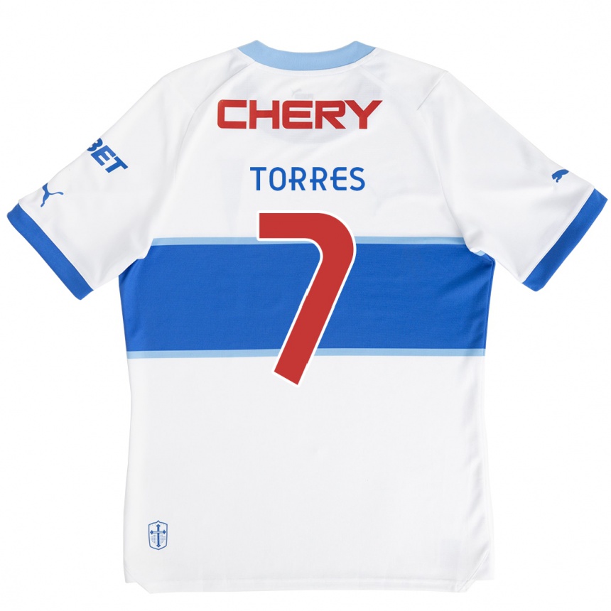 Niño Fútbol Camiseta Joaquín Torres #7 Blanco Azul 1ª Equipación 2024/25 Perú