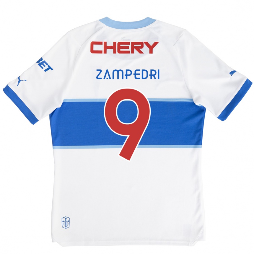 Niño Fútbol Camiseta Fernando Zampedri #9 Blanco Azul 1ª Equipación 2024/25 Perú