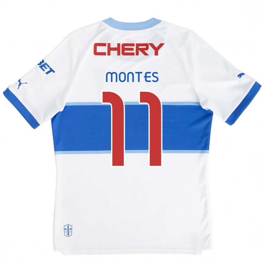 Niño Fútbol Camiseta Clemente Montes #11 Blanco Azul 1ª Equipación 2024/25 Perú