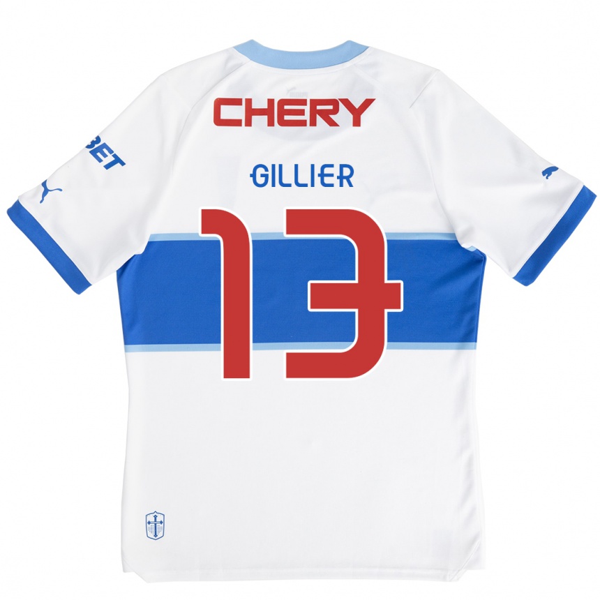 Niño Fútbol Camiseta Thomas Gillier #13 Blanco Azul 1ª Equipación 2024/25 Perú