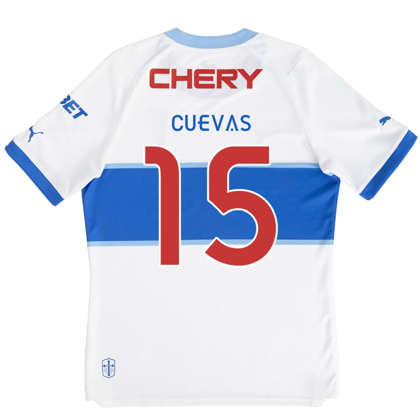 Niño Fútbol Camiseta Cristian Cuevas #15 Blanco Azul 1ª Equipación 2024/25 Perú