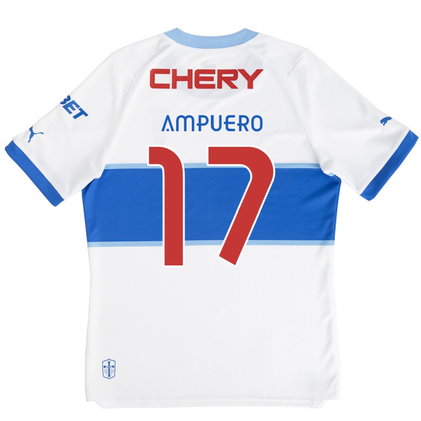 Niño Fútbol Camiseta Branco Ampuero #17 Blanco Azul 1ª Equipación 2024/25 Perú