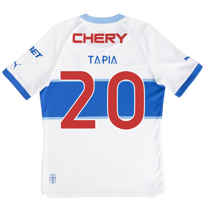 Niño Fútbol Camiseta Gonzalo Tapia #20 Blanco Azul 1ª Equipación 2024/25 Perú