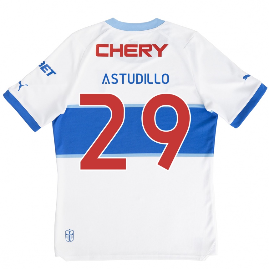 Niño Fútbol Camiseta Aaron Astudillo #29 Blanco Azul 1ª Equipación 2024/25 Perú