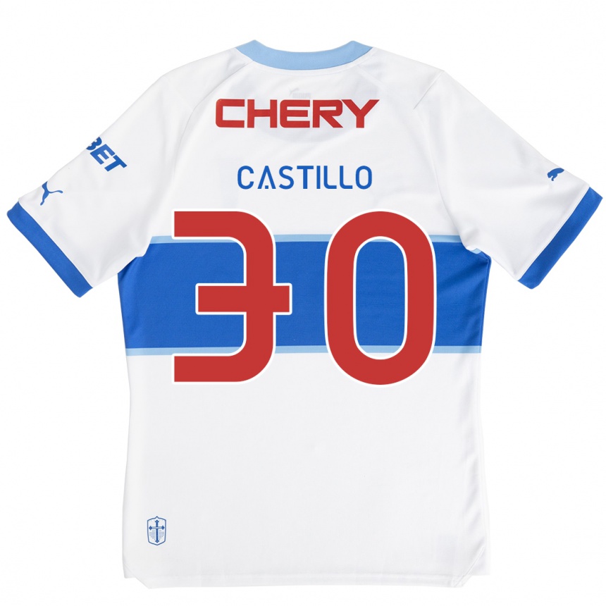 Niño Fútbol Camiseta Nicolás Castillo #30 Blanco Azul 1ª Equipación 2024/25 Perú