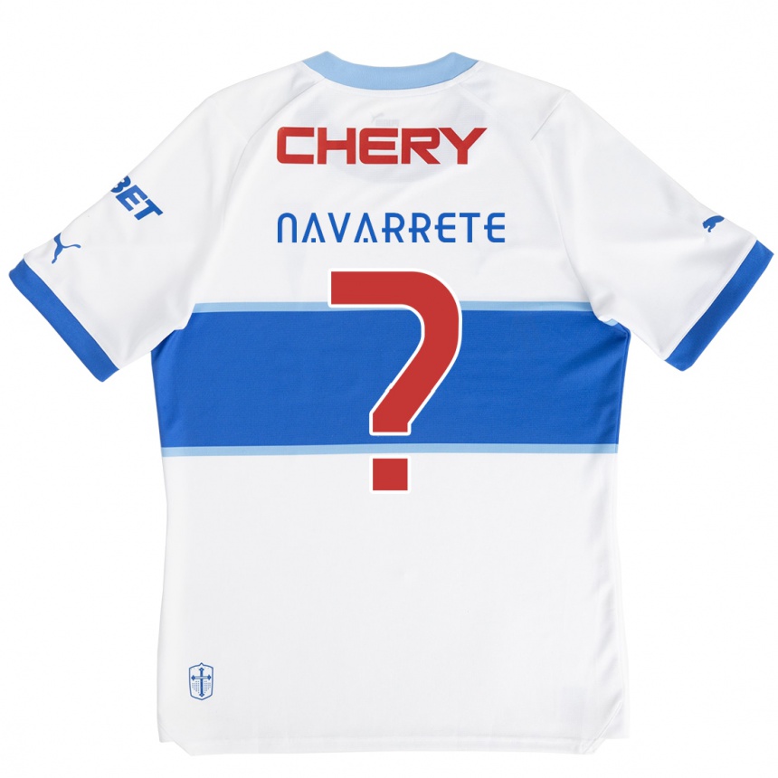 Niño Fútbol Camiseta Carlos Navarrete #0 Blanco Azul 1ª Equipación 2024/25 Perú