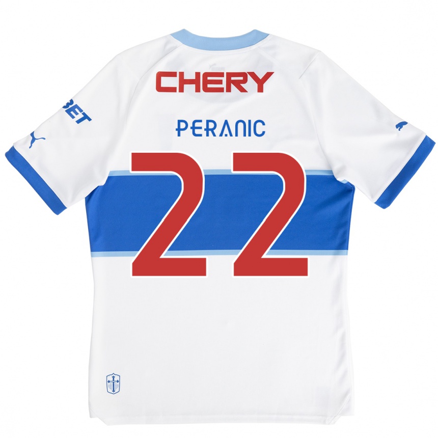 Niño Fútbol Camiseta Nicolás Peranic #22 Blanco Azul 1ª Equipación 2024/25 Perú