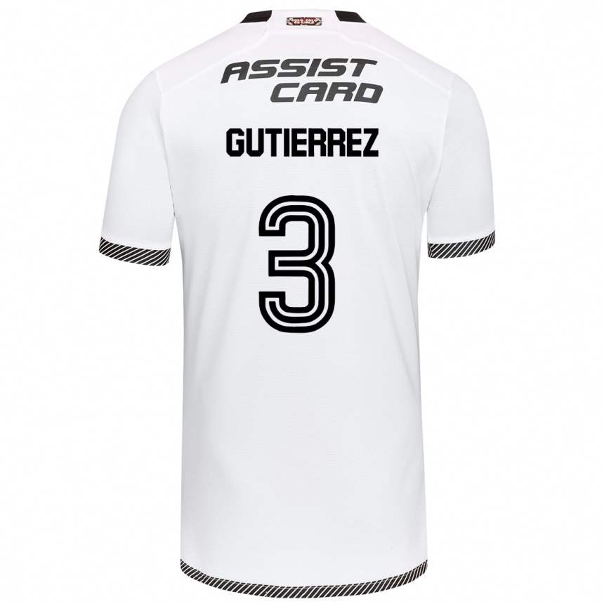 Niño Fútbol Camiseta Daniel Gutiérrez #3 Blanco Negro 1ª Equipación 2024/25 Perú