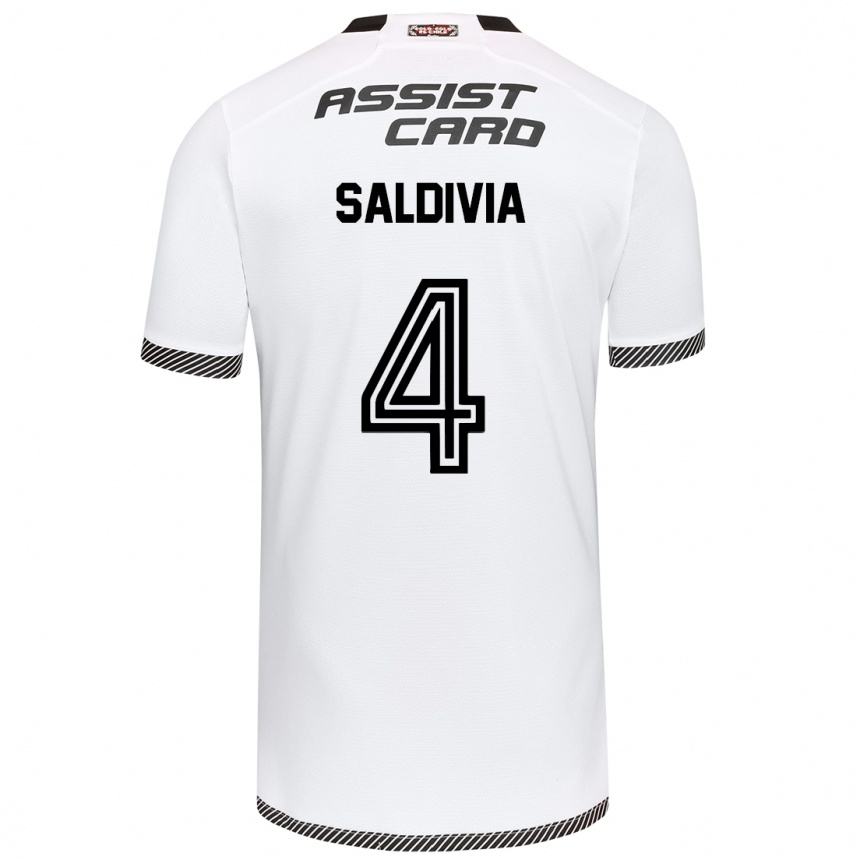 Niño Fútbol Camiseta Alan Saldivia #4 Blanco Negro 1ª Equipación 2024/25 Perú