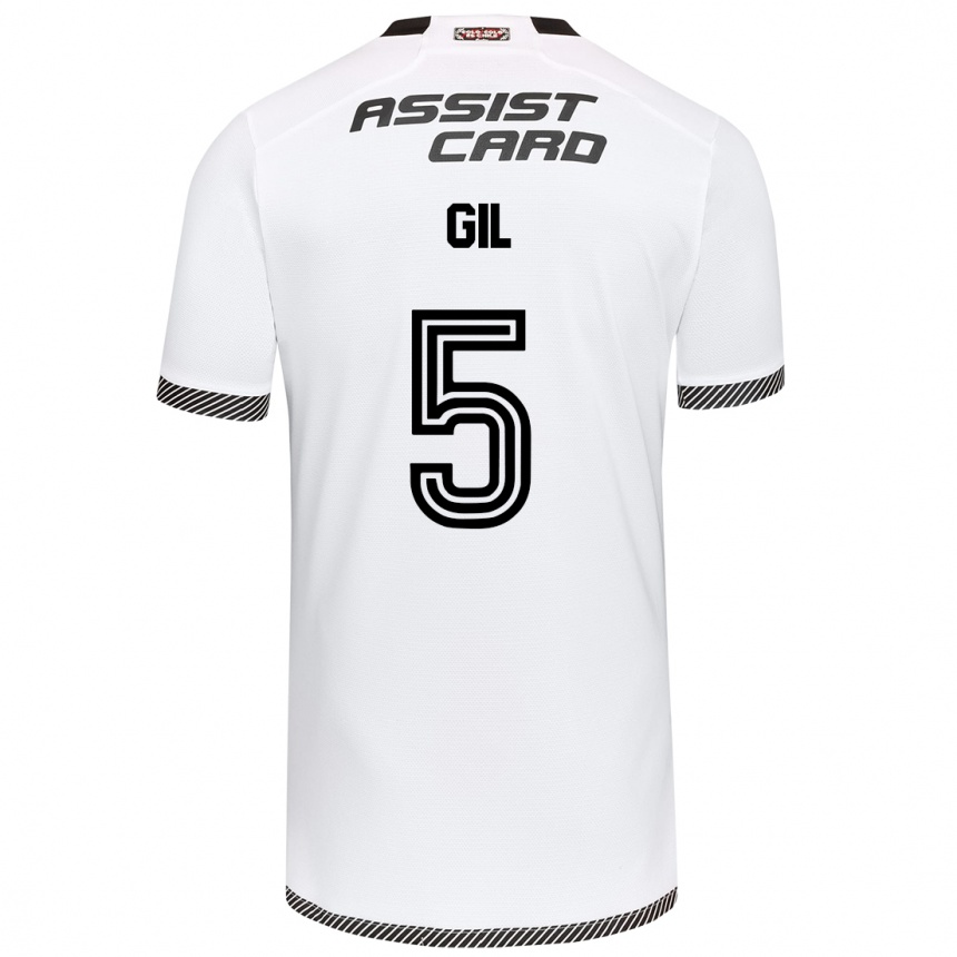 Niño Fútbol Camiseta Leonardo Gil #5 Blanco Negro 1ª Equipación 2024/25 Perú